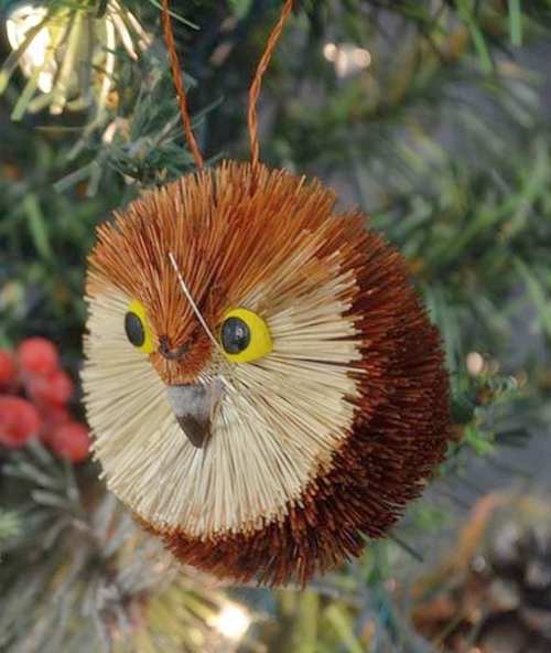 Brushart Bristle Brush Bauble Ornament Owl
